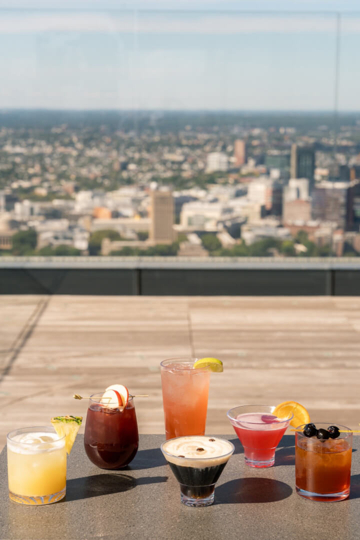 Cocktails overlooking the city at View Boston