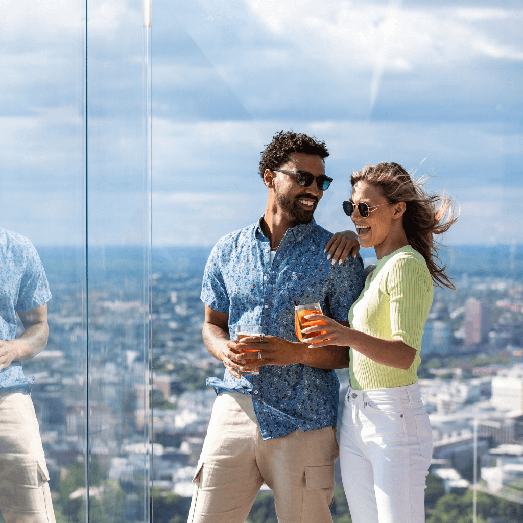 Guests enjoying a View Boston event with skyline views