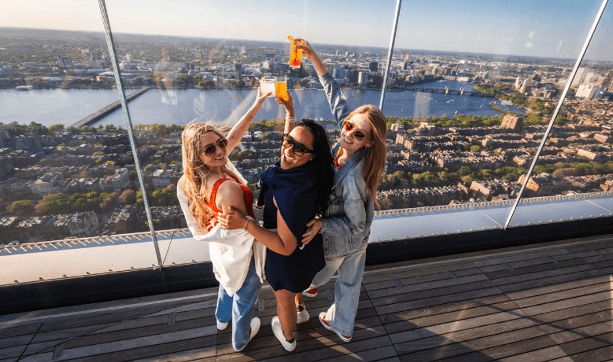 Visitors taking in Boston from View Boston Observation Deck