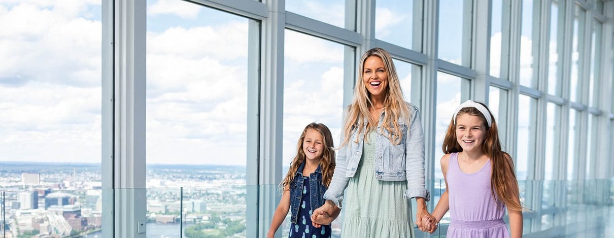 A summer visitor scene at View Boston overlooking the city