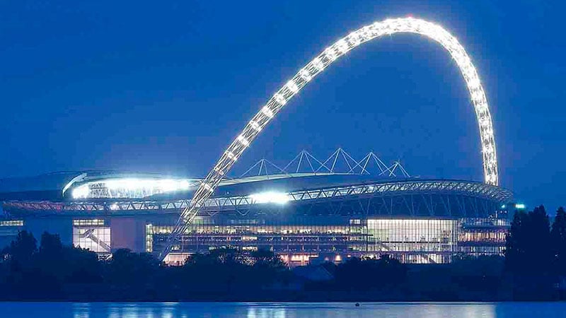 Wembley Stadium seen across the water